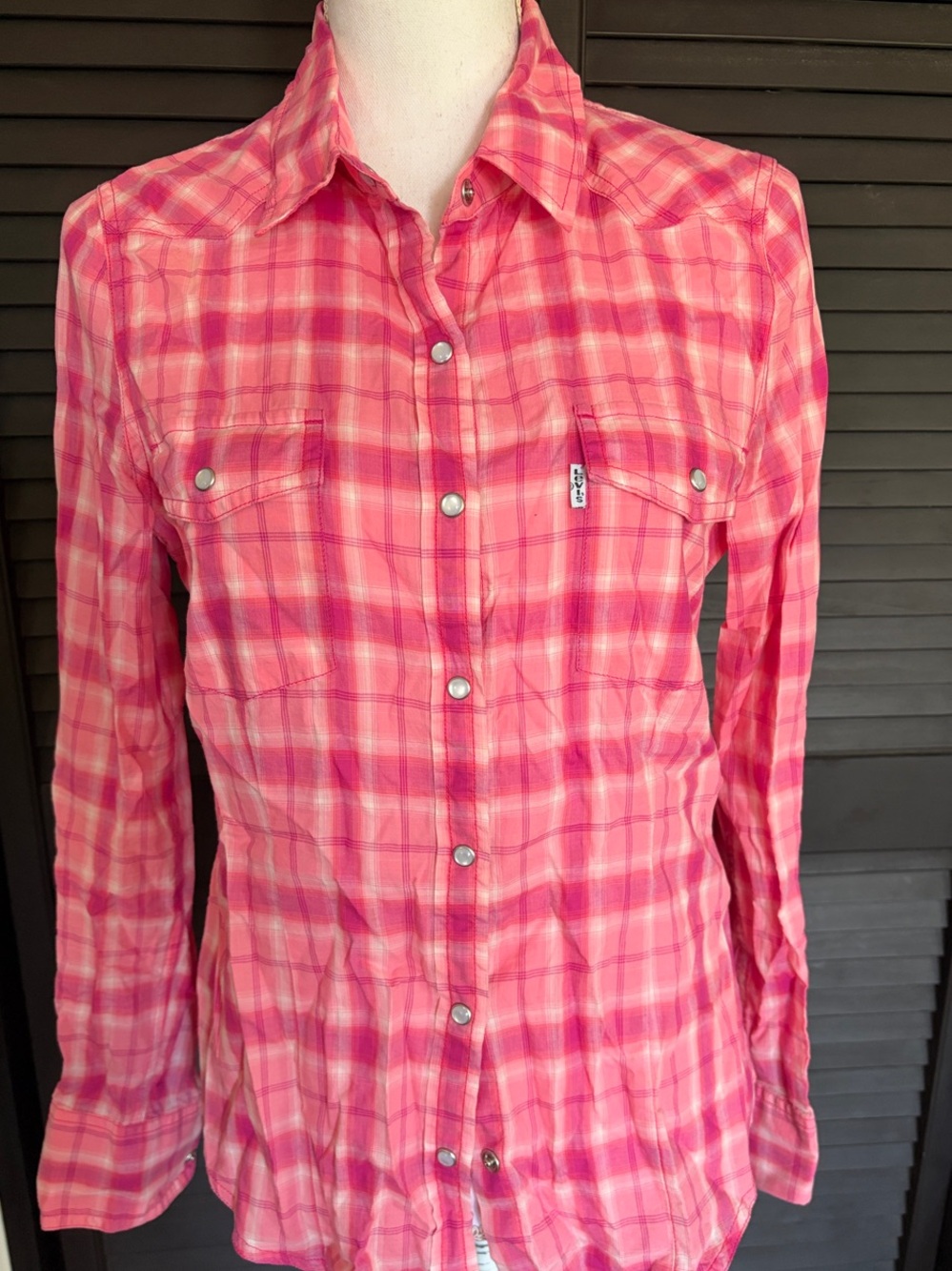 Levi's Pink Plaid Snap-Front Shirt